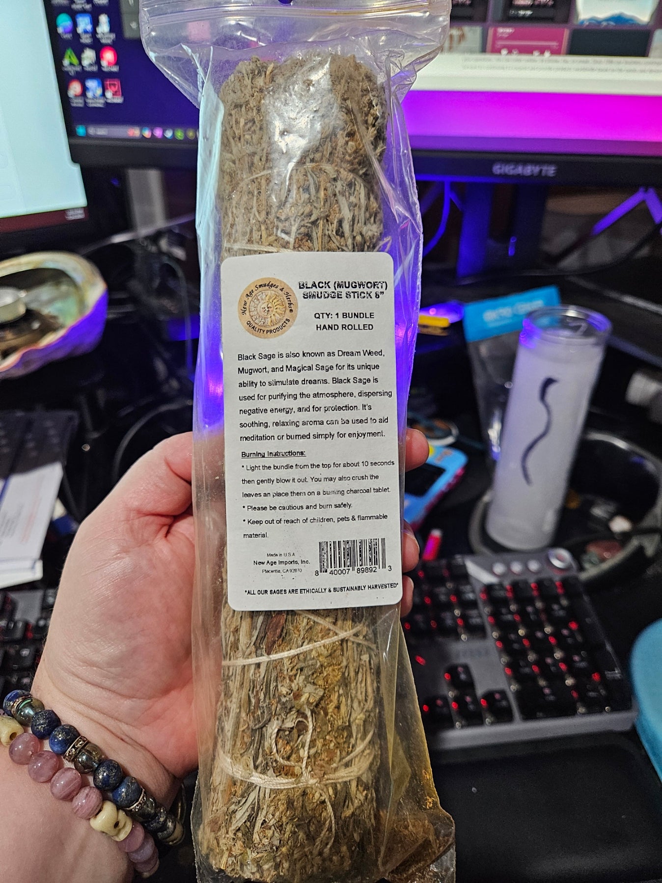 Black Sage and Mugwort Smudge Stick | 8"