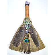 Ritual Broom W/ Peacock Feather | 13"