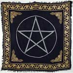 Gold Bordered Pentagram altar cloth 36" x 36" AzureGreen