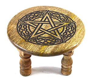 Pentagram altar table | 6"dia x 4" AzureGreen