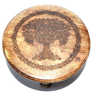 Tree of Life altar table | 6"dia x 4" AzureGreen