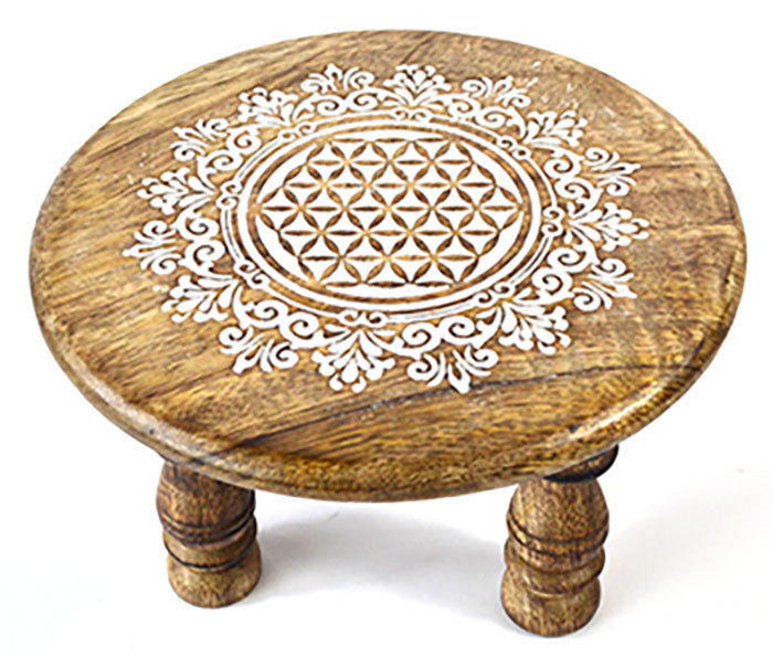 Flower of Life altar table |  6"dia x 4" AzureGreen
