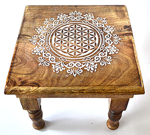 Flower of Life altar table | 9"x 9"x 8" AzureGreen