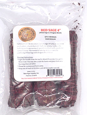 White Sage Dragon's Blood smudge stick 3-pack 4"