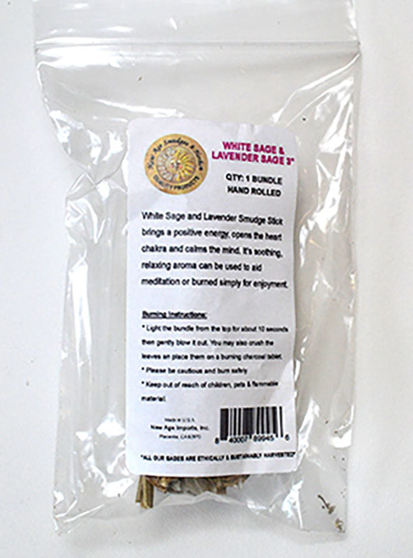 White Sage & Lavender Smudge Stick | 4"