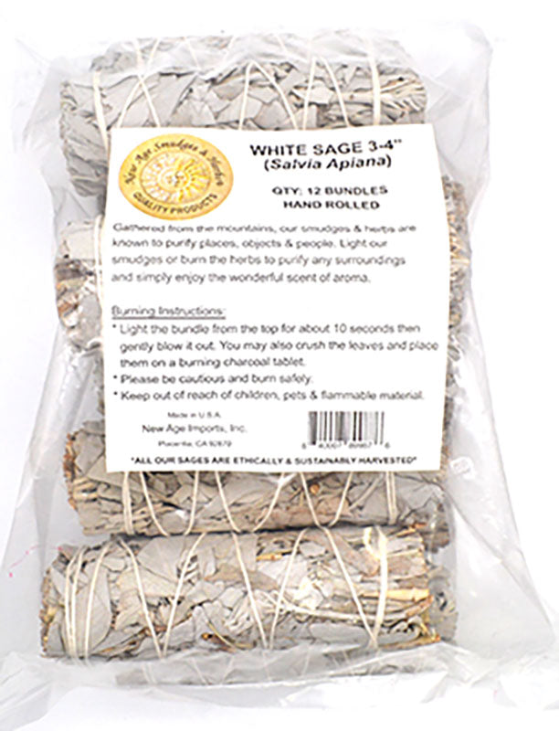 White Sage Smudge Stick | 12 pack | 3 1/2"