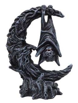 Bat Hanging on Moon Statue | 5 1/4"