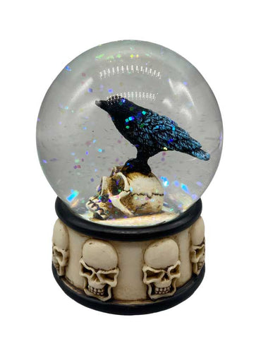 Raven on Skull water globe | 3 1/4