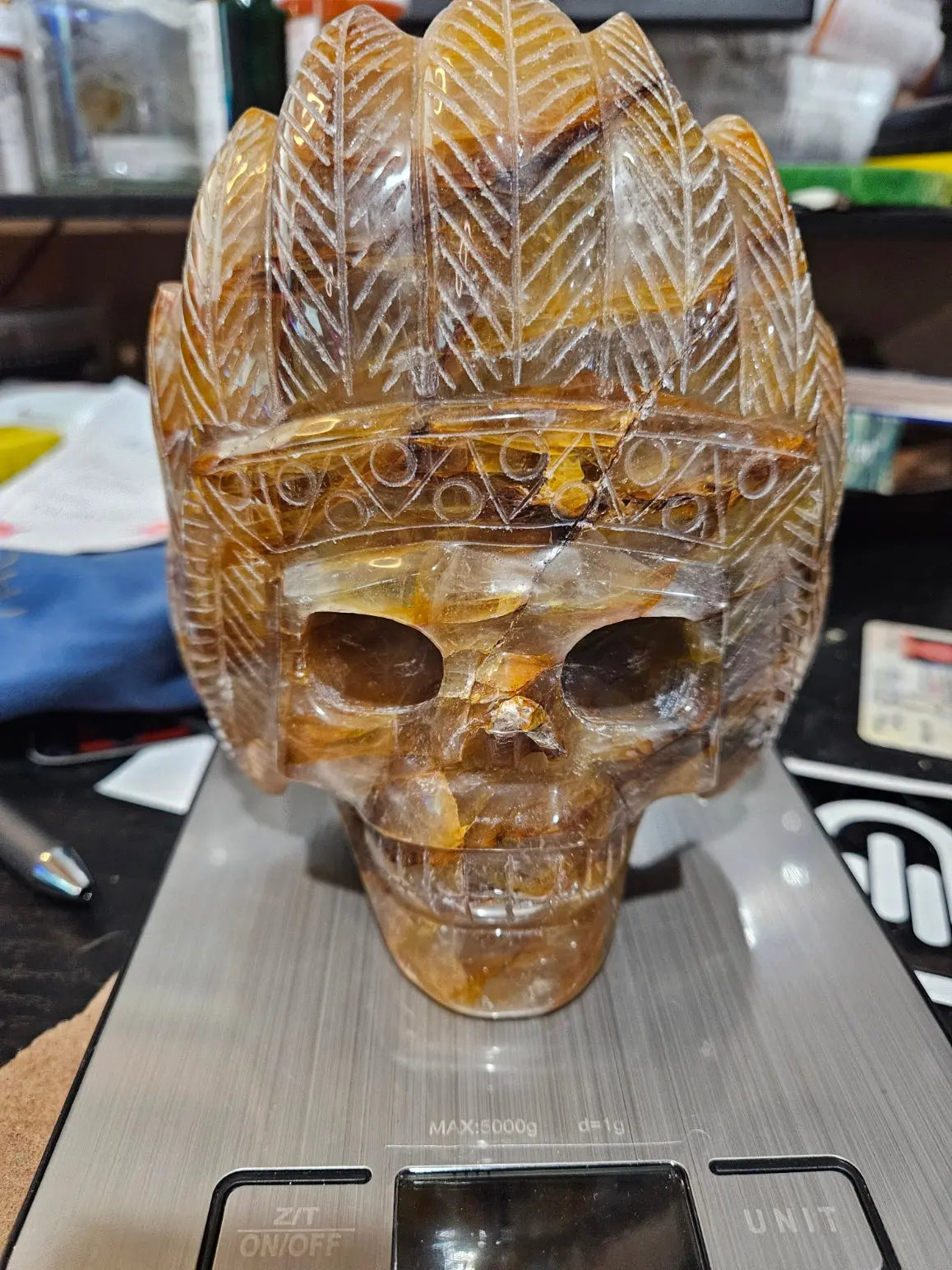 Chief Skull - Golden Healer Qtz (Large) The Foxes Den