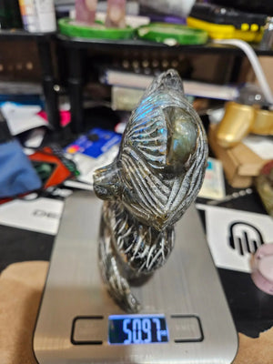 Labradorite Fox | Large |  6" width x 6.5" height | 3.2 Lbs | 50.97 oz The Foxes Den
