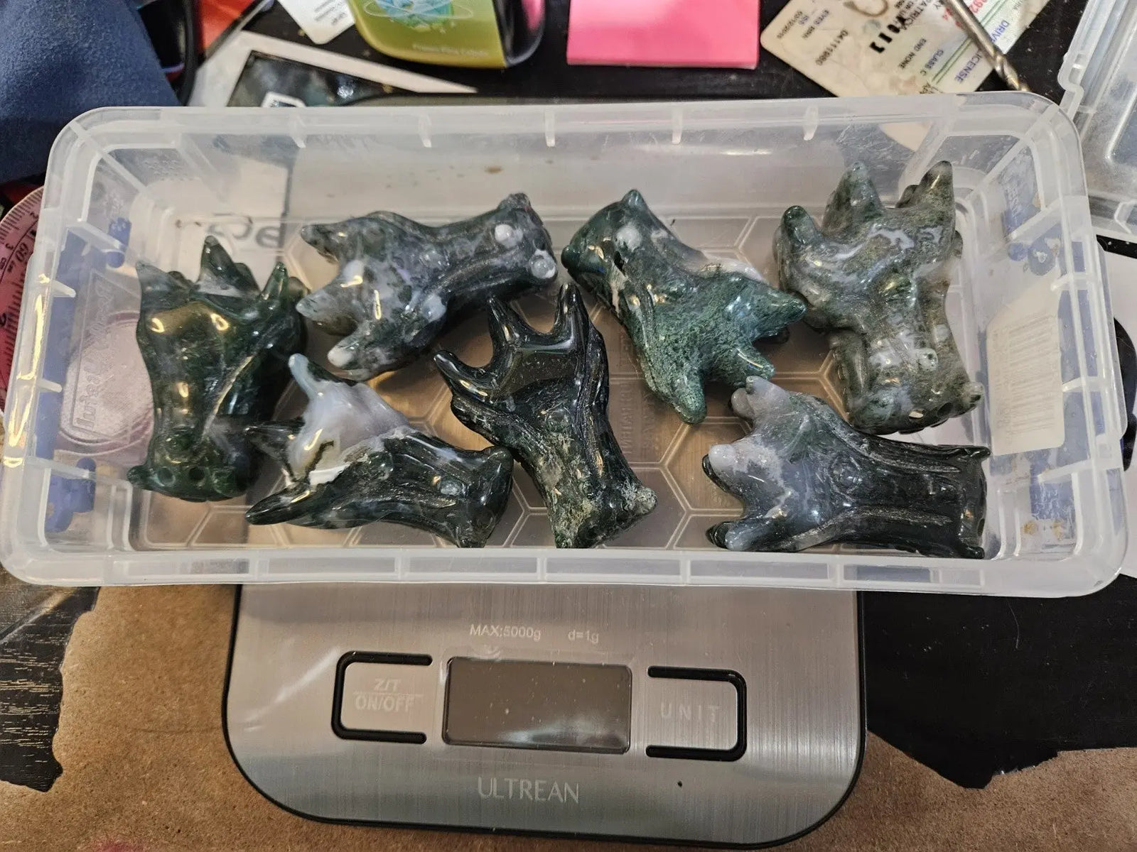 Moss Agate Dragons | 1.5"W x 1"H x 2.5"L | 1.6-1.8oz each The Foxes Den