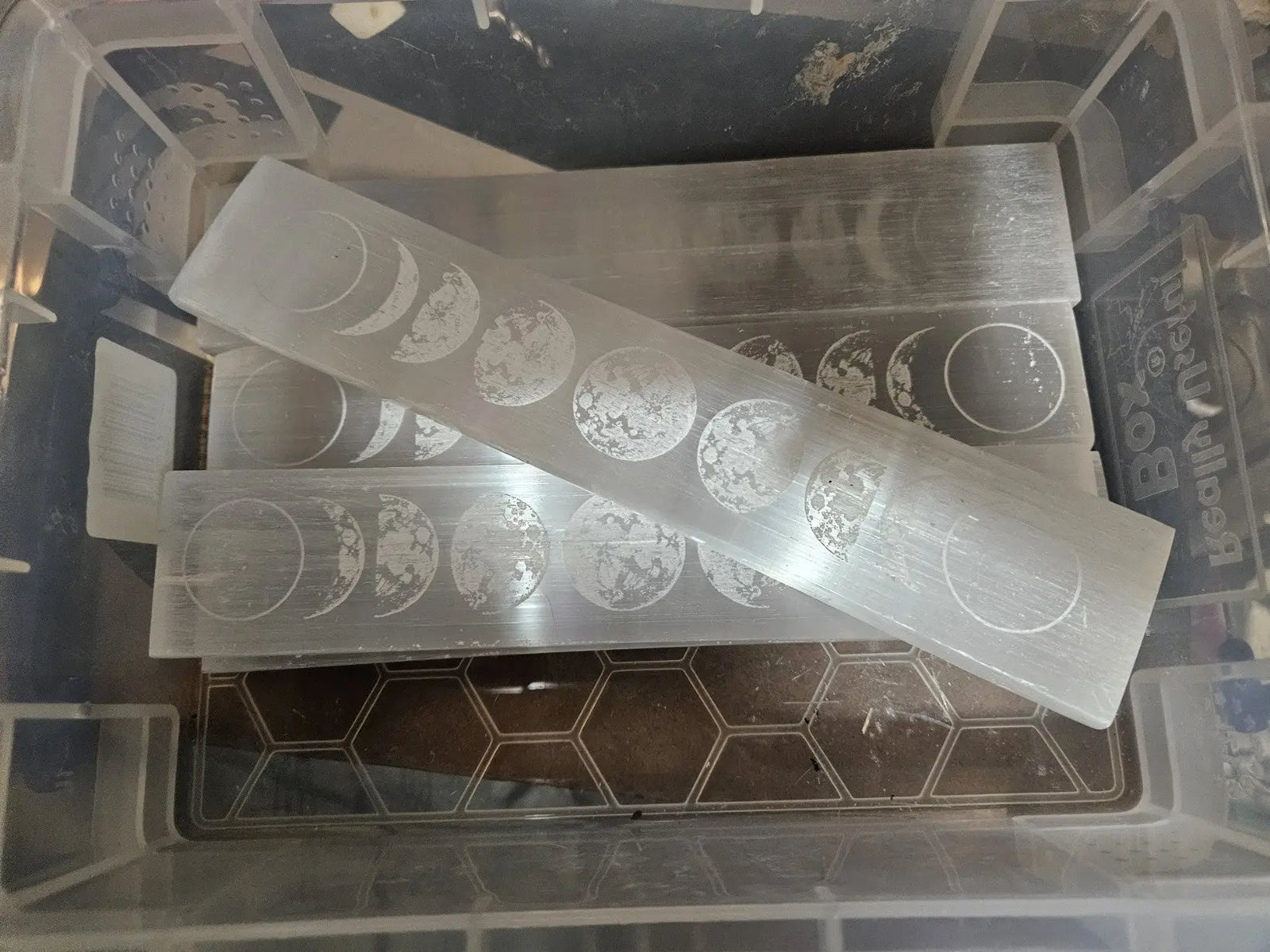 Selenite Moon Phase Charging Plate | 7.5-8" Wide x  .5" Height | 5 oz The Foxes Den