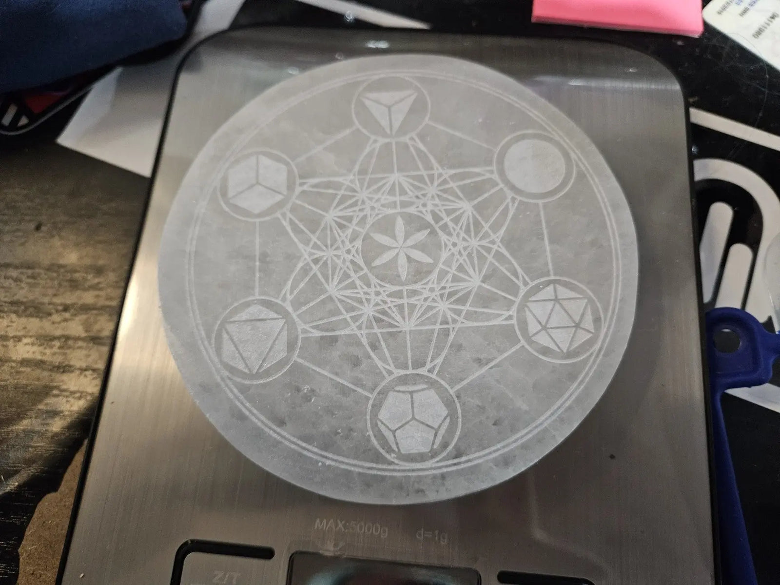 Selenite Metatron Charging Plate | 4 " Diameter  1" Height | 9.25 oz The Foxes Den