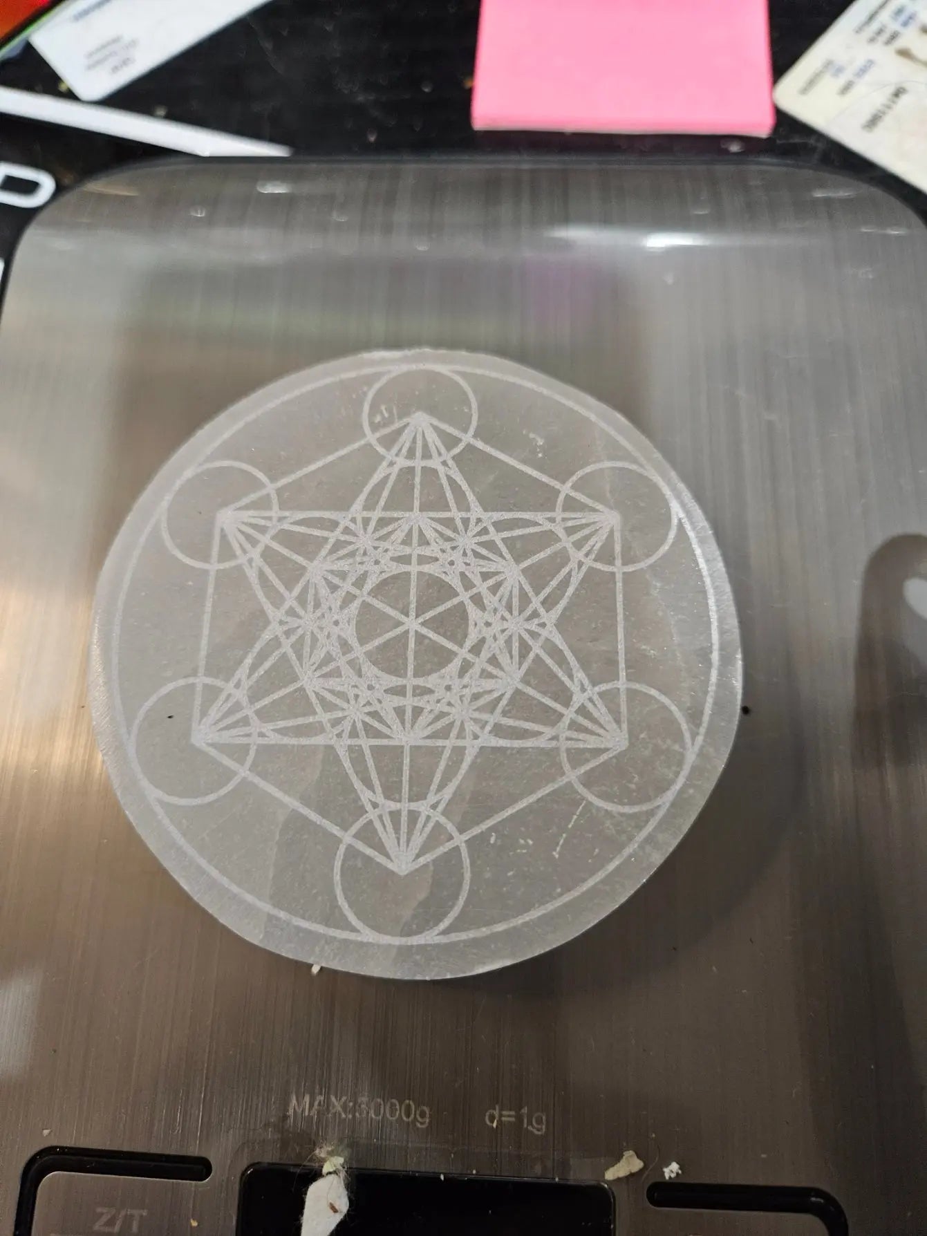 Selenite Metatron Charging Plate | 3 " Diameter  .5" Height | 5 oz The Foxes Den
