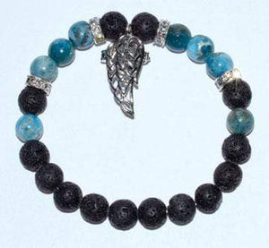 Angel Items 8mm Lava/ Apatite with Angel Wing