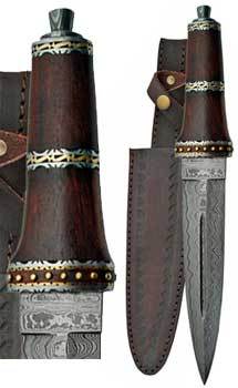 Athame Dirk Wod Damascus Athame | 13 3/4"