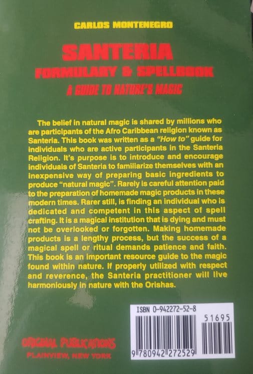 Books Santeria Formulary & Spellbook; Candles, Herbs, Incense & Oils by Carlos Montenegro