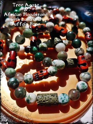 Bracelets Aromatherapy Healing Bracelet - Abundance - Tree Agate and Bloodstone