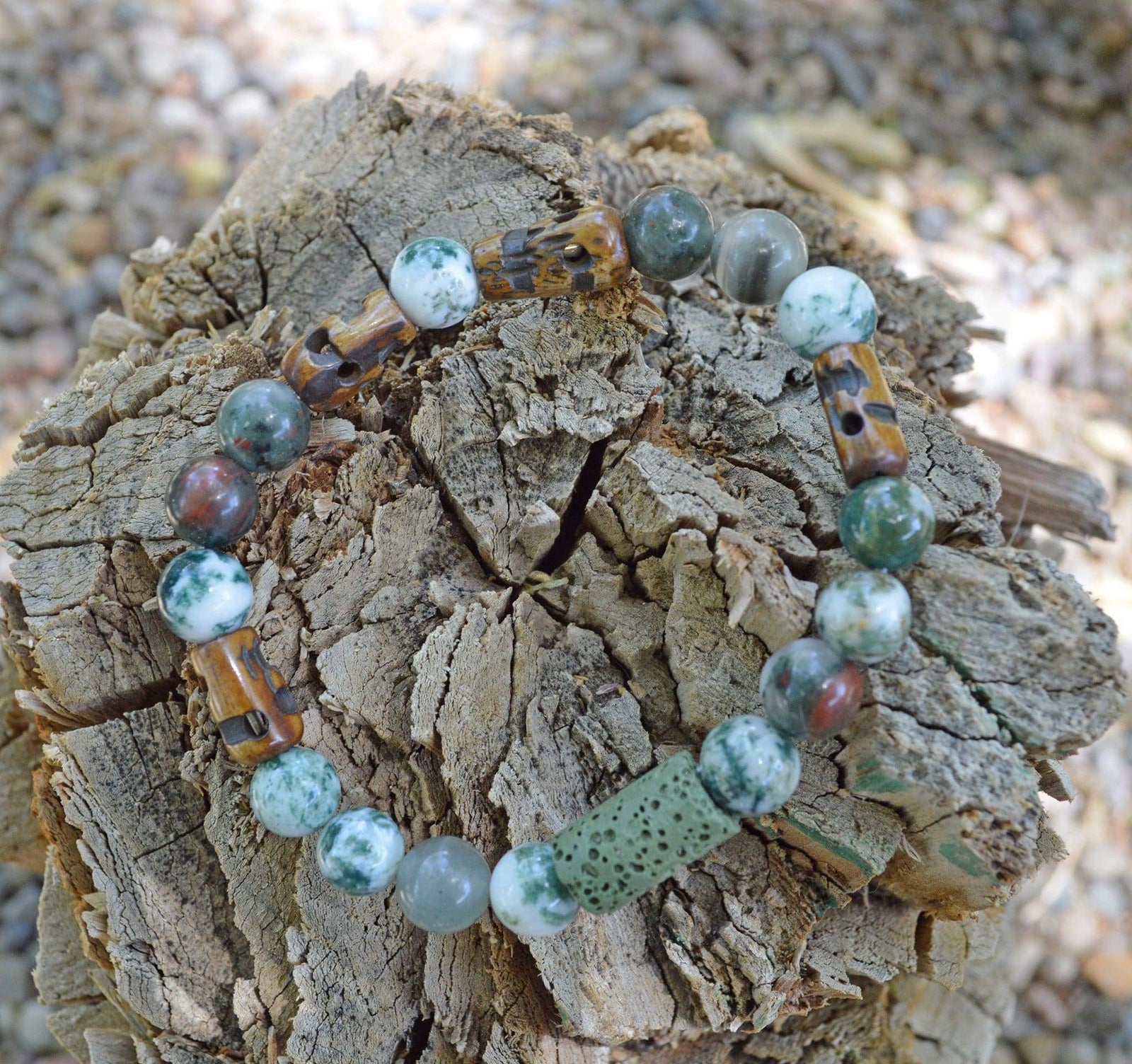 Bracelets Aromatherapy Healing Bracelet - Abundance - Tree Agate and Bloodstone