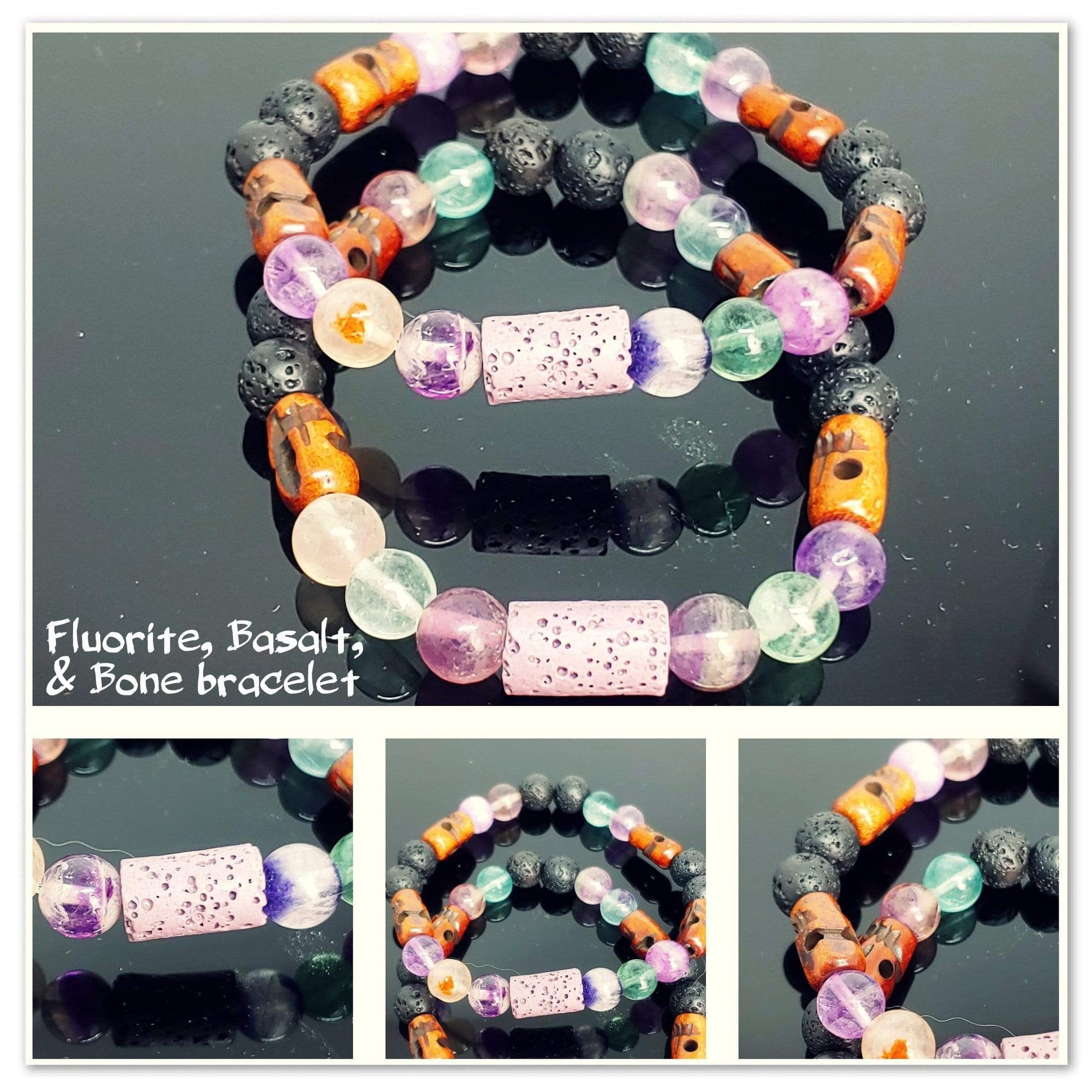 Bracelets Aromatherapy Healing Bracelet - Clarity - Fluorite and Basalt (Lava)