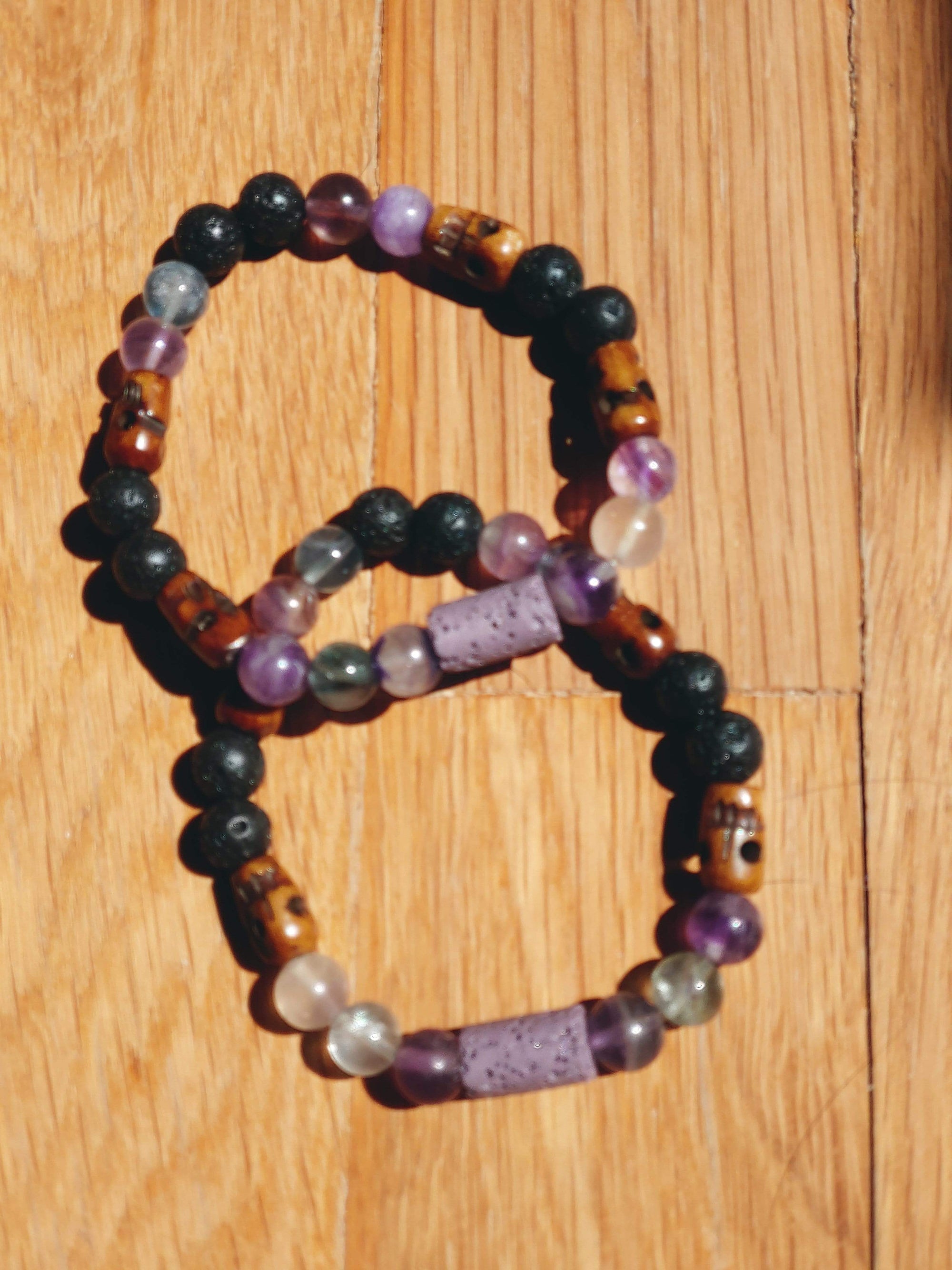 Bracelets Aromatherapy Healing Bracelet - Clarity - Fluorite and Basalt (Lava)