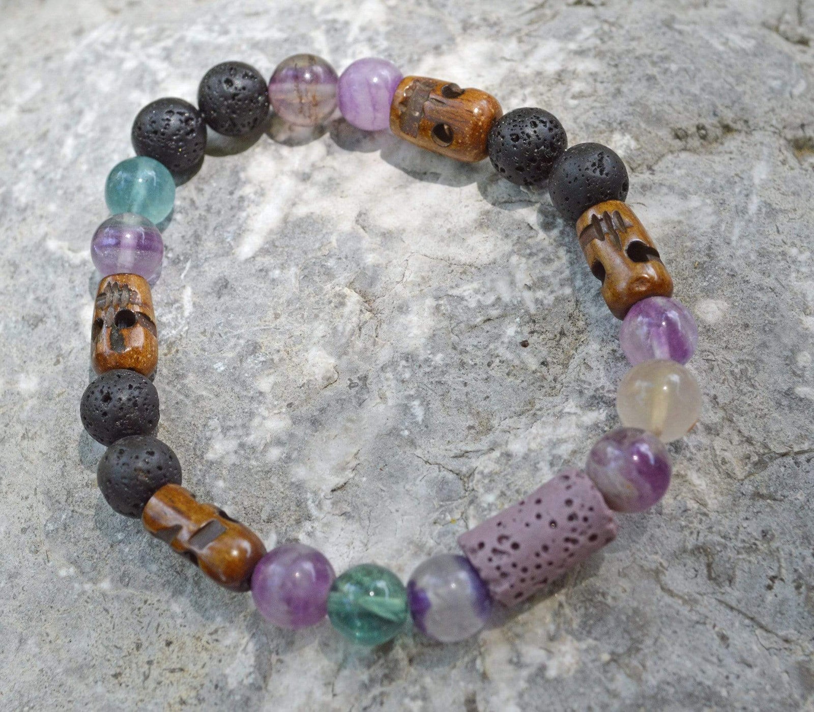 Bracelets Aromatherapy Healing Bracelet - Clarity - Fluorite and Basalt (Lava)