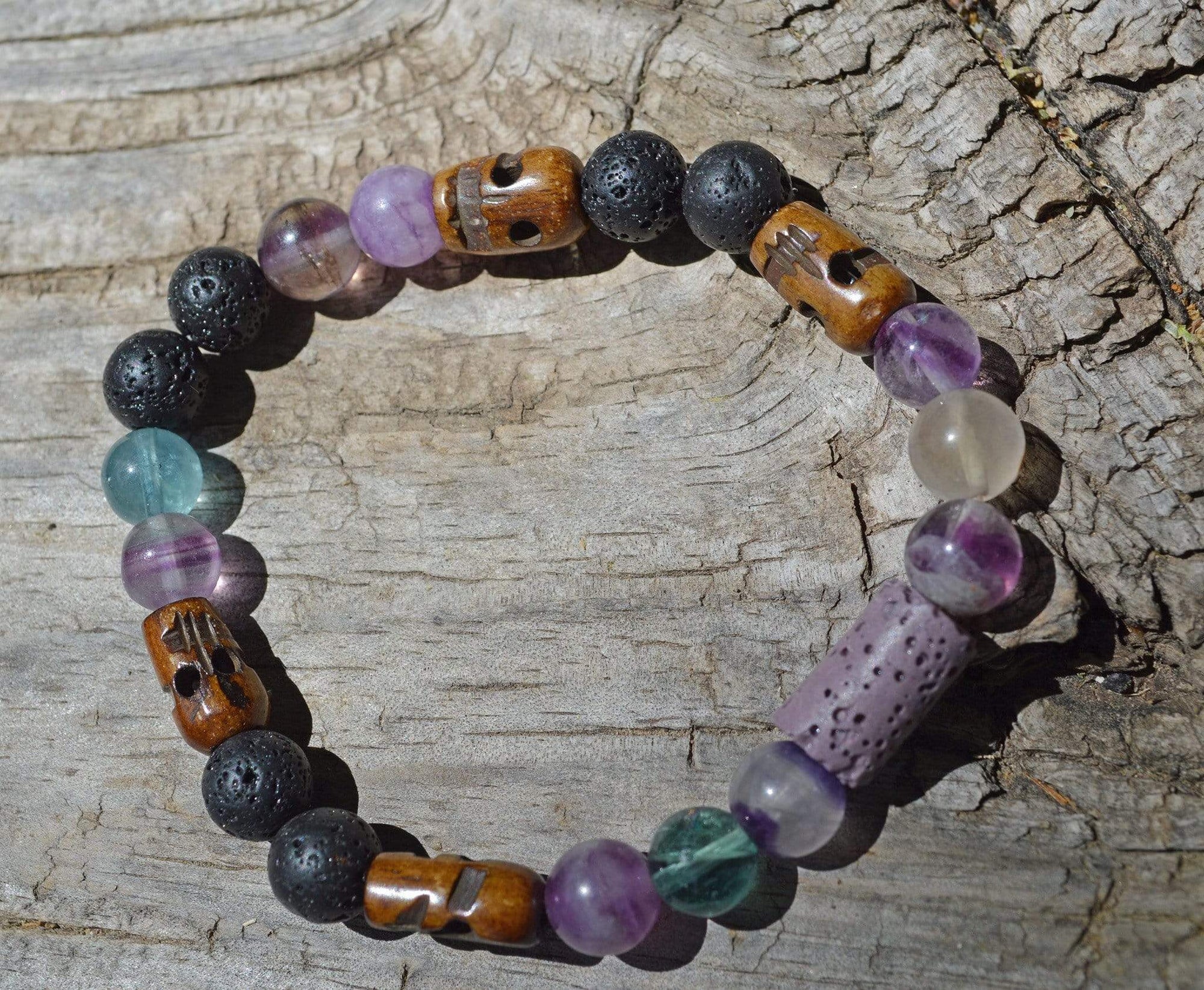 Bracelets Aromatherapy Healing Bracelet - Clarity - Fluorite and Basalt (Lava)