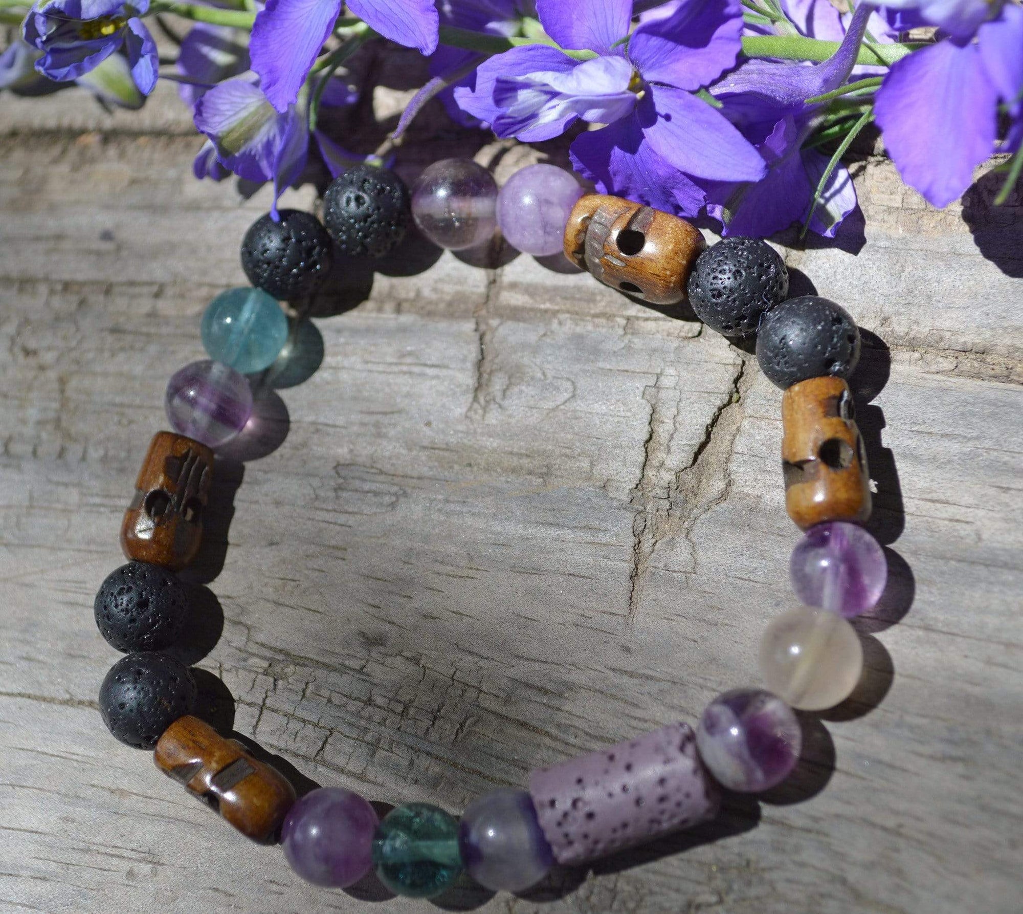 Bracelets Aromatherapy Healing Bracelet - Clarity - Fluorite and Basalt (Lava)