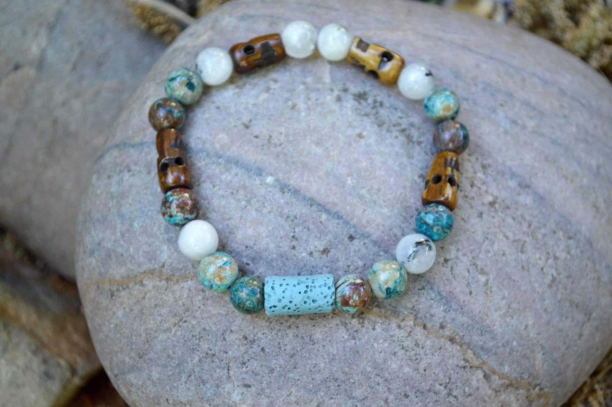 Bracelets Aromatherapy Healing Bracelet - Spiritual Connection - Blue Calsilica Jasper and Moonstone