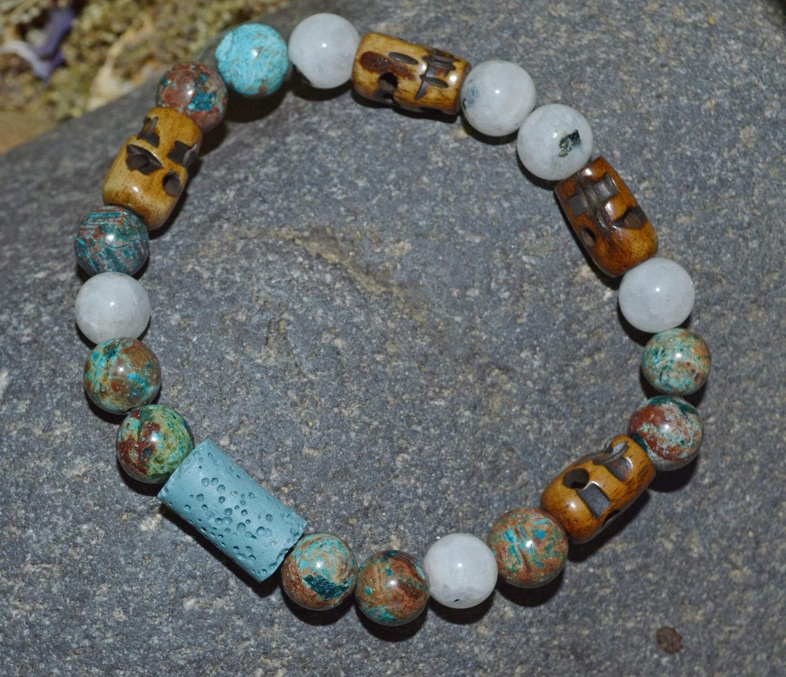 Bracelets Aromatherapy Healing Bracelet - Spiritual Connection - Blue Calsilica Jasper and Moonstone