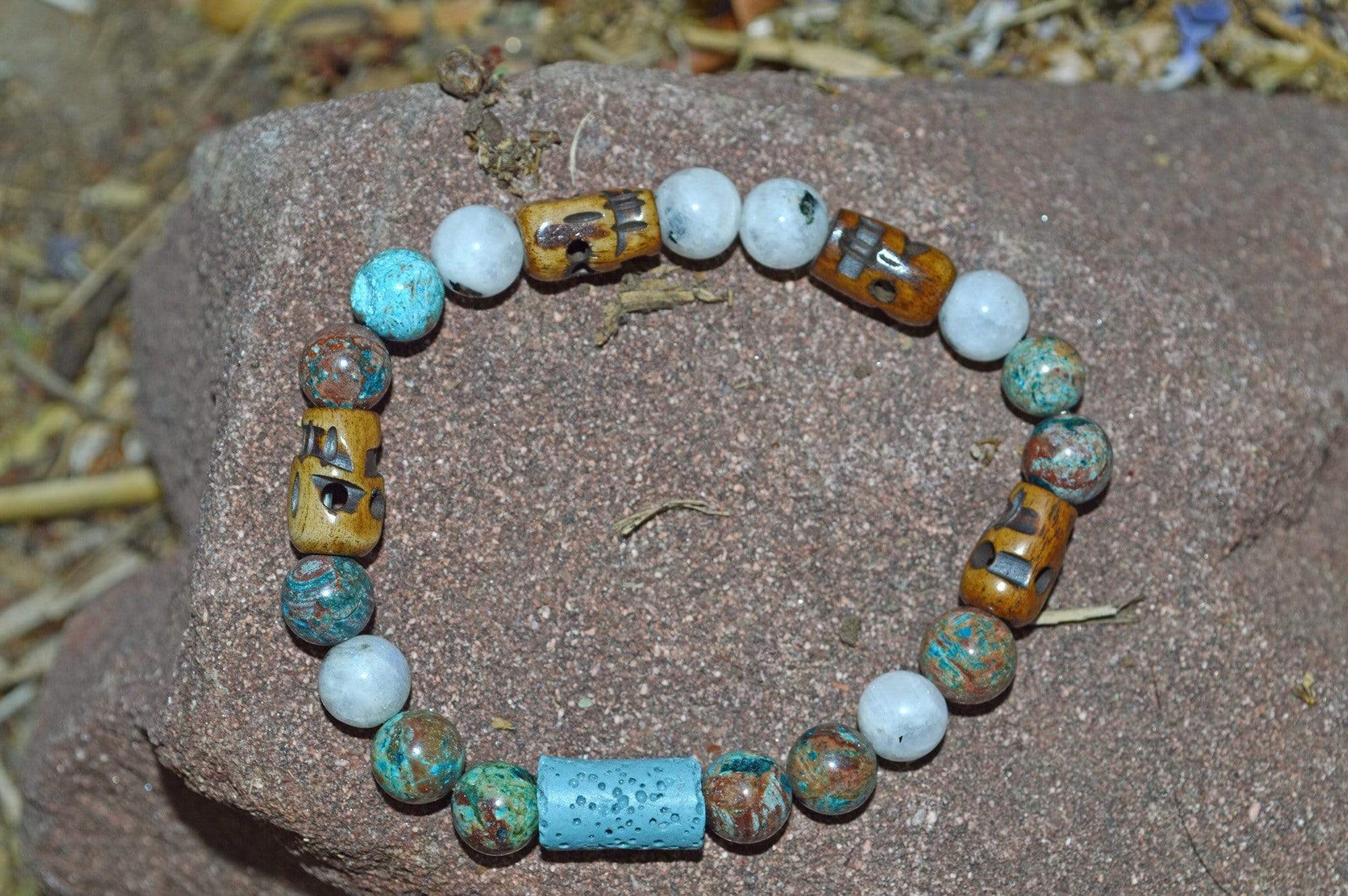 Bracelets Aromatherapy Healing Bracelet - Spiritual Connection - Blue Calsilica Jasper and Moonstone