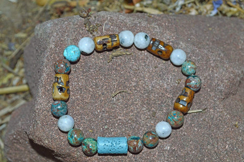 Aromatherapy Healing Bracelet - Spiritual Connection - Blue Calsilica Jasper and Moonstone