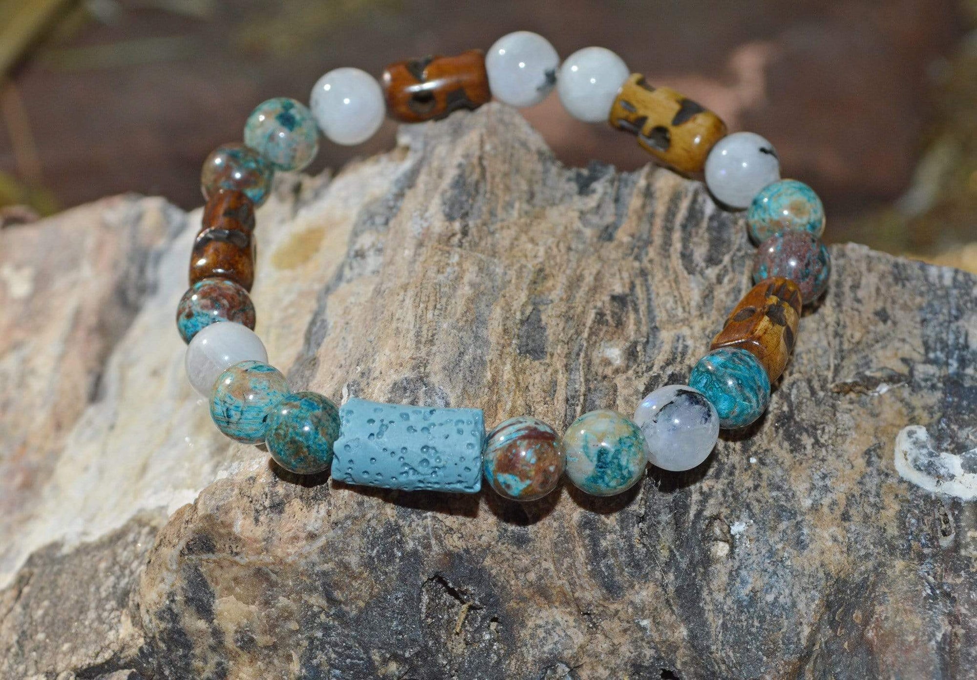 Bracelets Aromatherapy Healing Bracelet - Spiritual Connection - Blue Calsilica Jasper and Moonstone