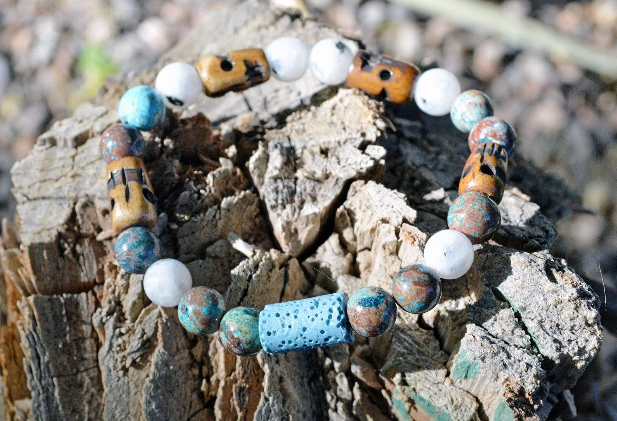 Bracelets Aromatherapy Healing Bracelet - Spiritual Connection - Blue Calsilica Jasper and Moonstone