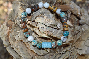 Bracelets Aromatherapy Healing Bracelet - Spiritual Connection - Blue Calsilica Jasper and Moonstone