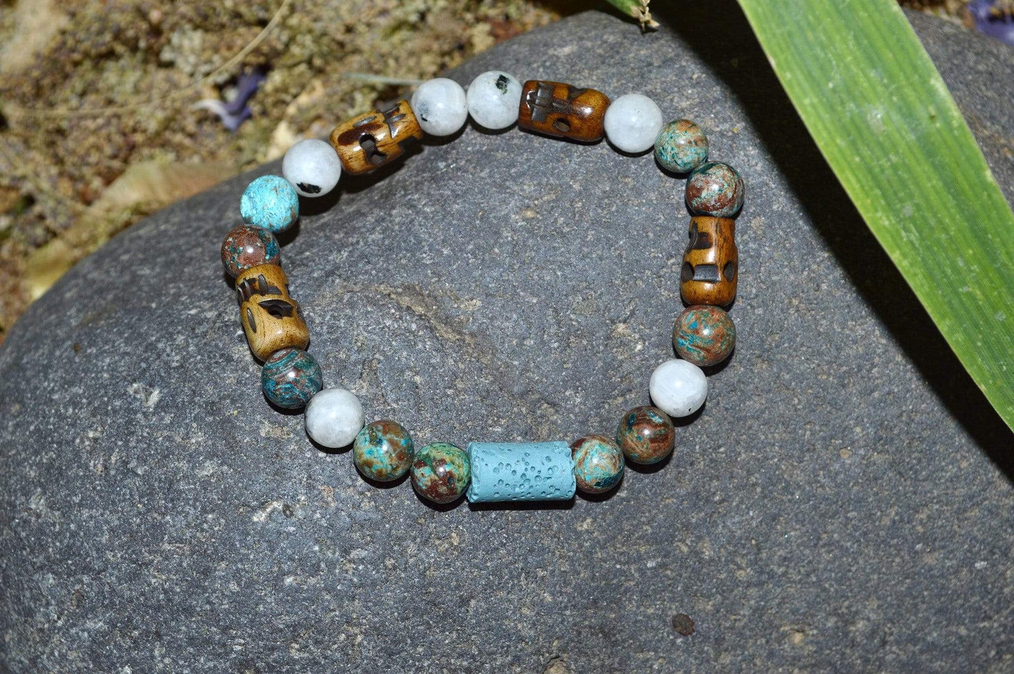 Bracelets Aromatherapy Healing Bracelet - Spiritual Connection - Blue Calsilica Jasper and Moonstone