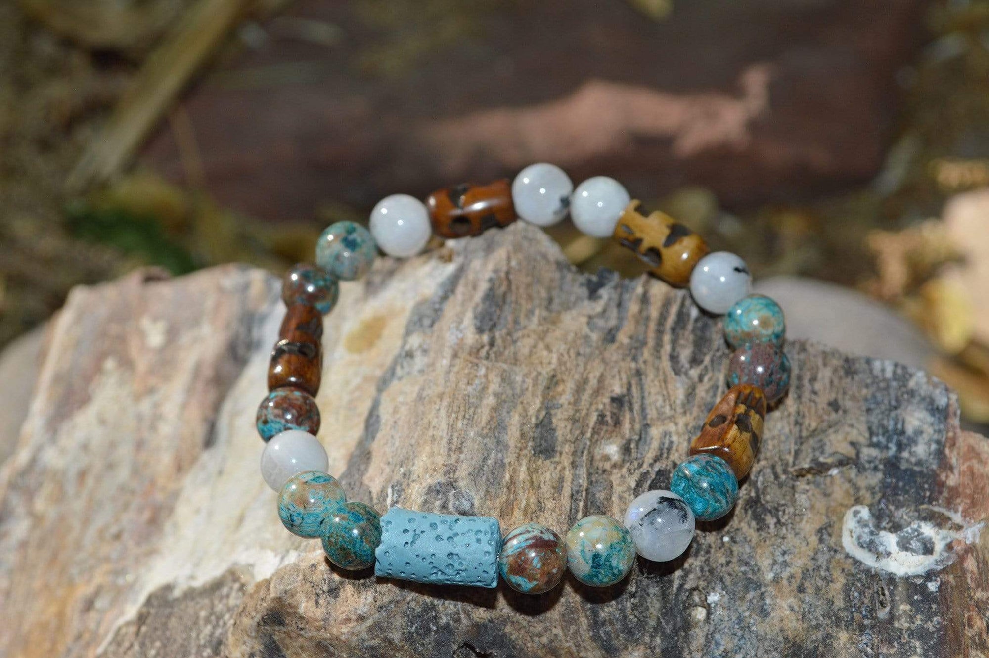 Bracelets Aromatherapy Healing Bracelet - Spiritual Connection - Blue Calsilica Jasper and Moonstone