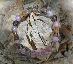 Bracelets Aromatherapy Healing Bracelet - Stress Relief - Flower Lepidolite and Smoky Quartz