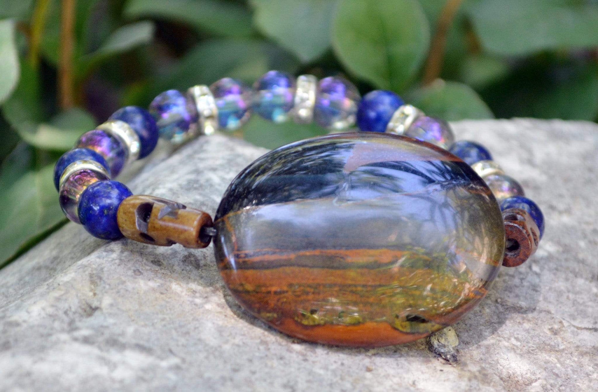 Bracelets Healing Bracelet - Calm - Blue Tiger Eye, Lapis Lazuli, and Aqua Aura Quartz