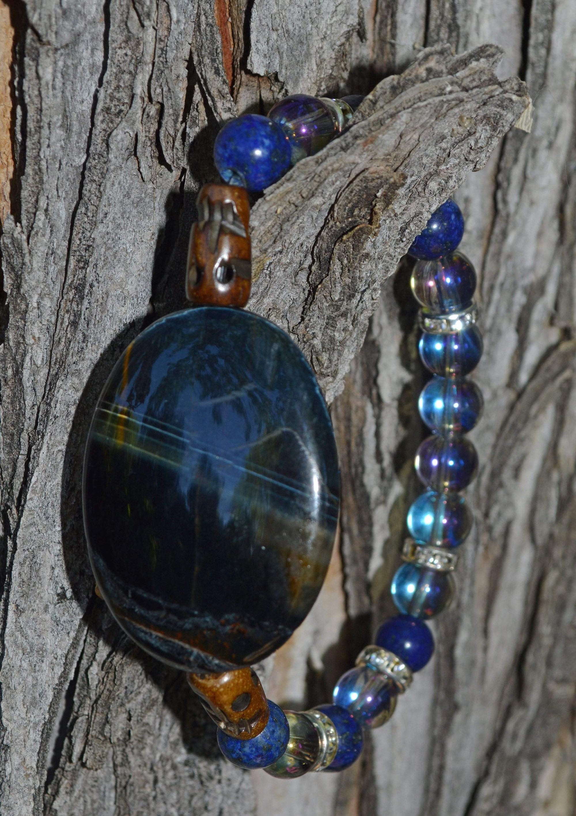 Bracelets Healing Bracelet - Calm - Blue Tiger Eye, Lapis Lazuli, and Aqua Aura Quartz