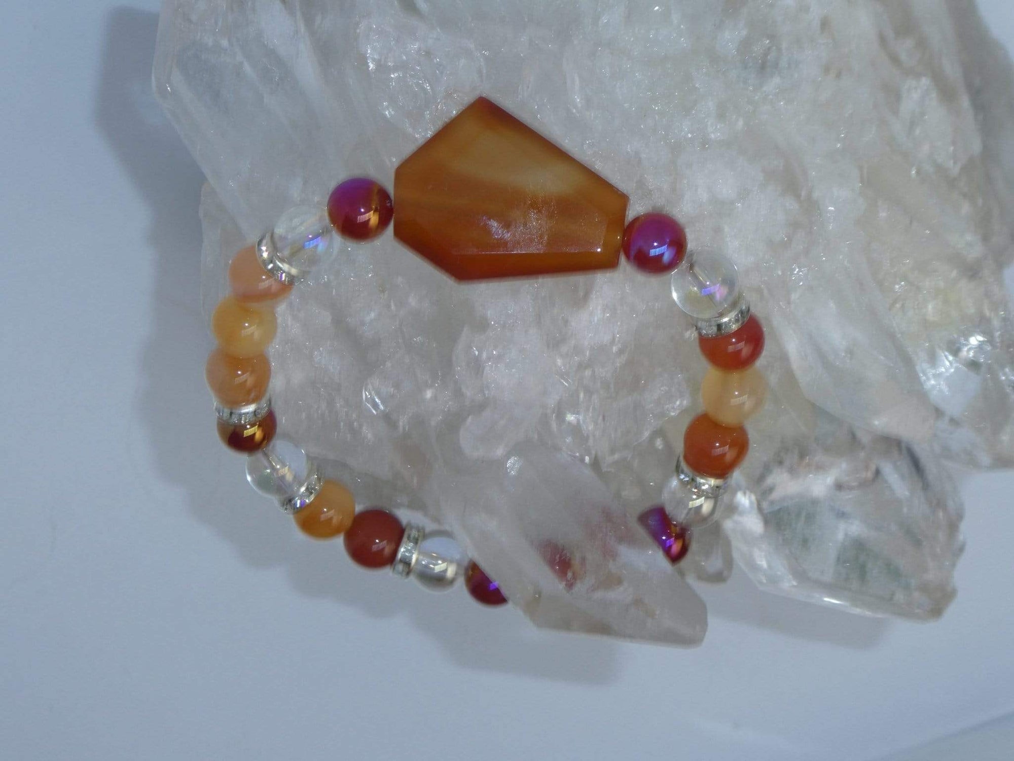 Bracelets Healing Bracelet - Confidence - Carnelian & Aqua Aura Quartz