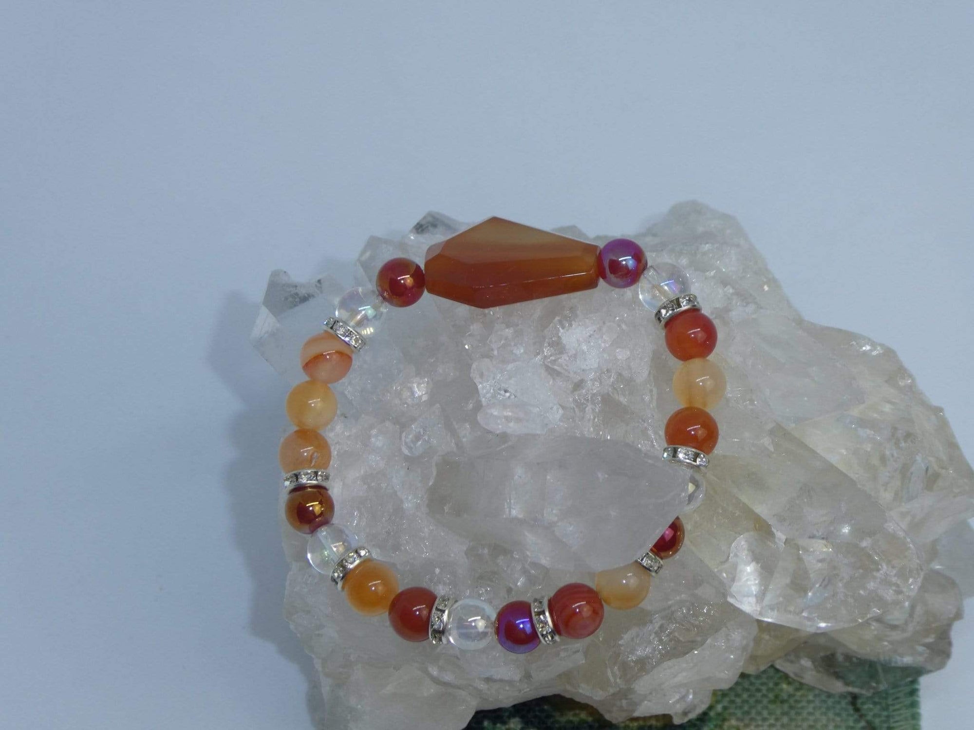 Bracelets Healing Bracelet - Confidence - Carnelian & Aqua Aura Quartz