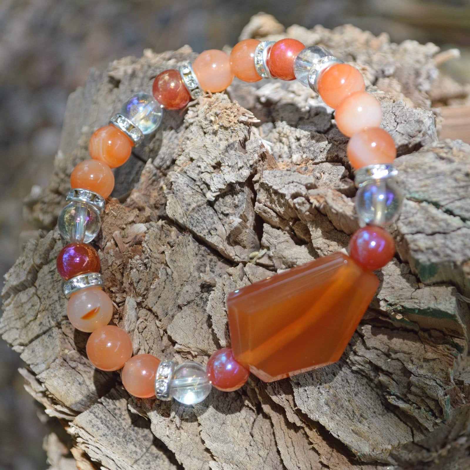 Bracelets Healing Bracelet - Confidence - Carnelian & Aqua Aura Quartz