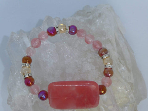 Healing Bracelet - Energize - Cherry Quartz & Aqua Aura Quartz