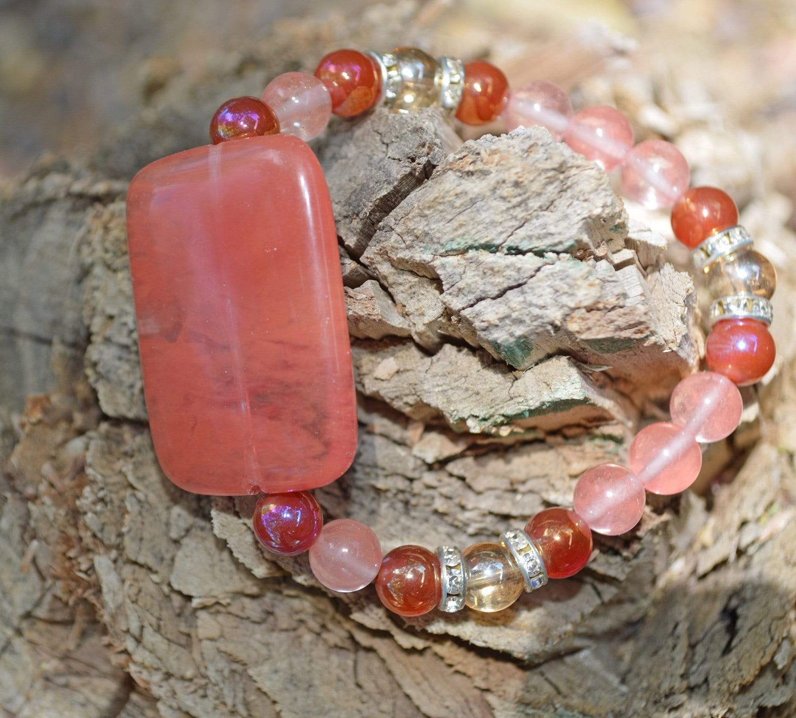 Bracelets Healing Bracelet - Energize - Cherry Quartz & Aqua Aura Quartz