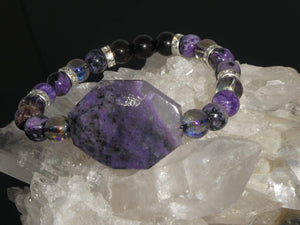 Bracelets Healing Bracelet - Protection - Purple Charoite, Shungite, and Aqua Aura Quartz