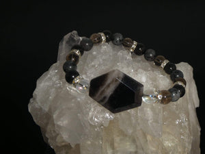 Bracelets Healing Bracelet - Smoky Quartz, Larvikite, & Aqua Aura Quartz