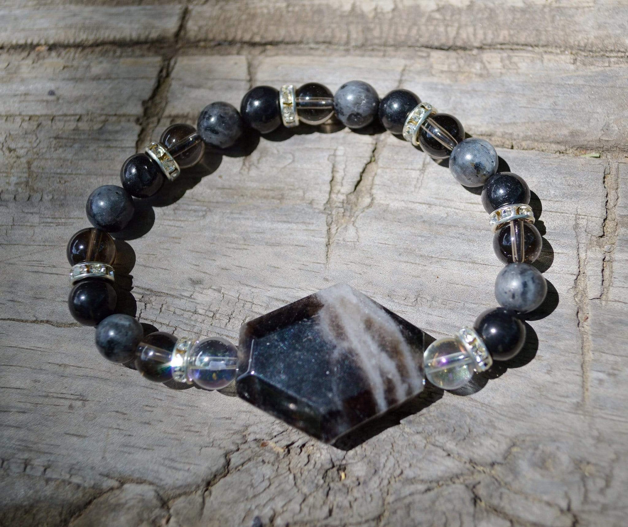 Bracelets Healing Bracelet - Smoky Quartz, Larvikite, & Aqua Aura Quartz