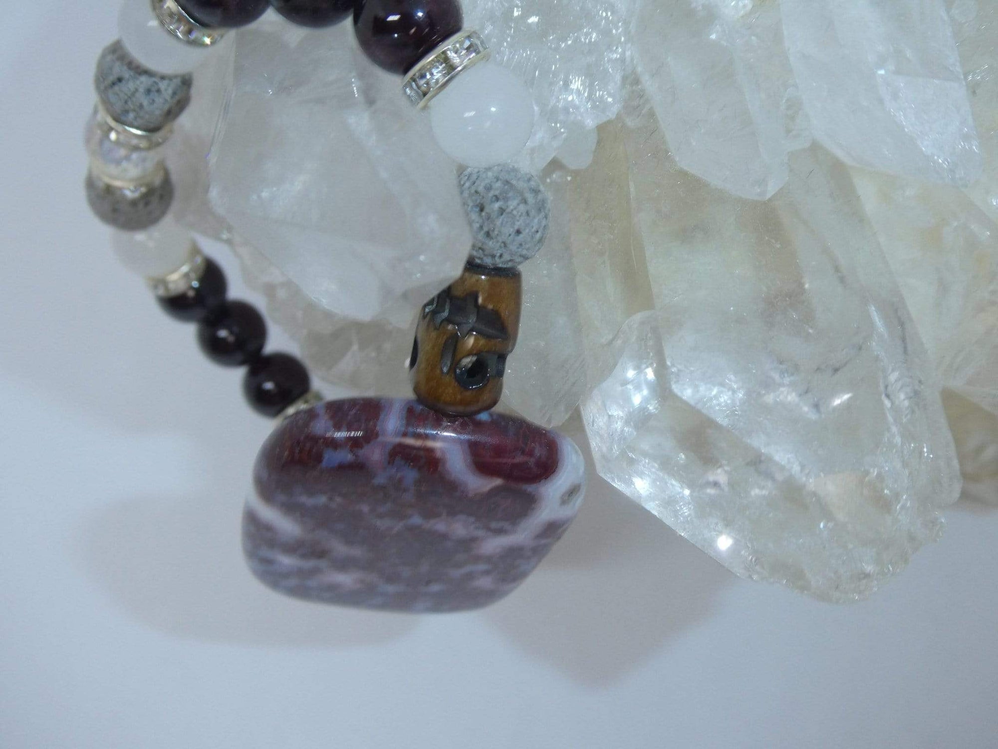 Bracelets Healing Bracelet - Strength - Red Lightning Jasper, Garnet, & White Jade