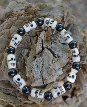Bracelets Healing Bracelet - Tourmaline and Buffalo Bone Skull